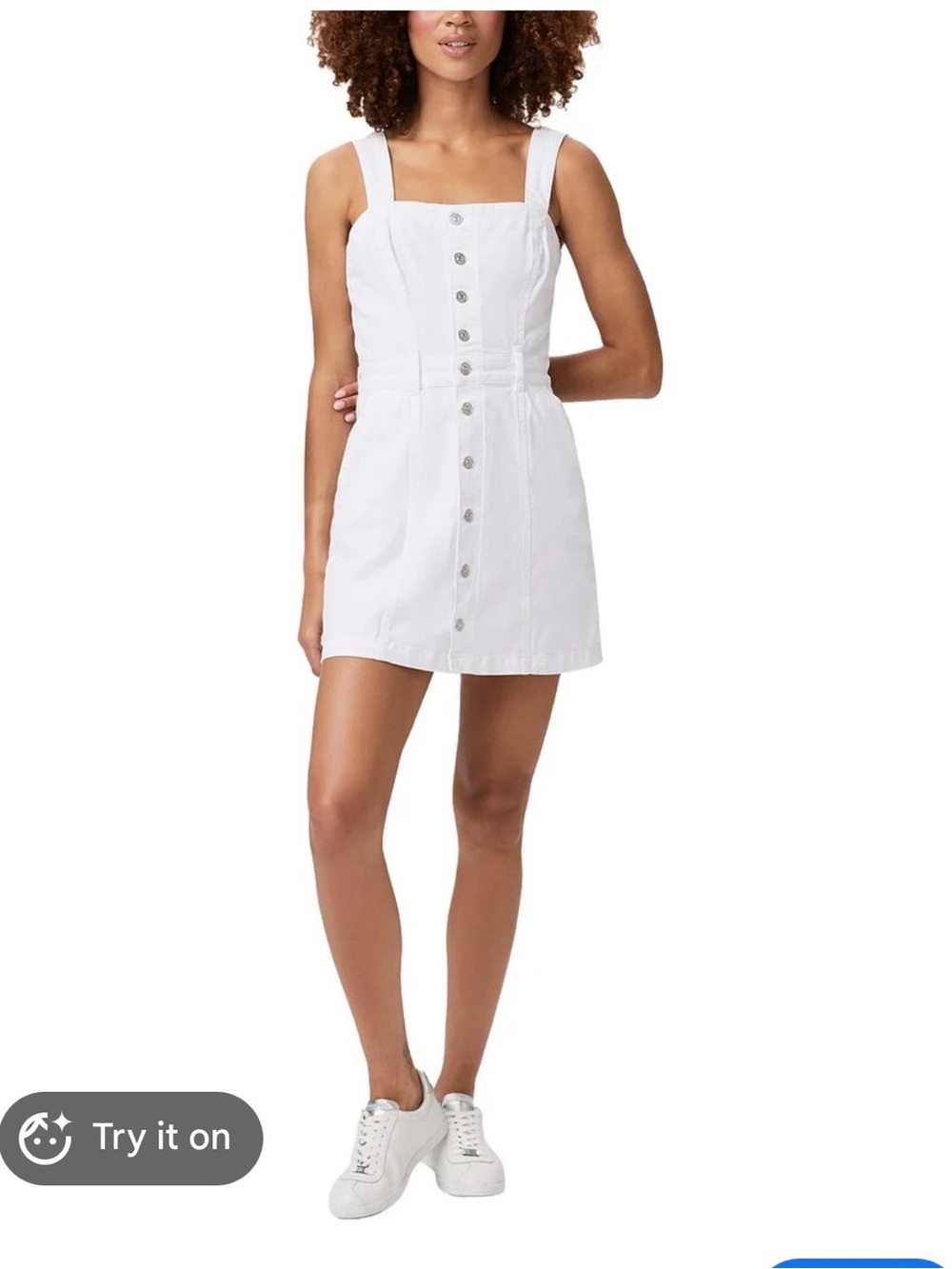 PAIGE White Button-Front Denim Mini Dress